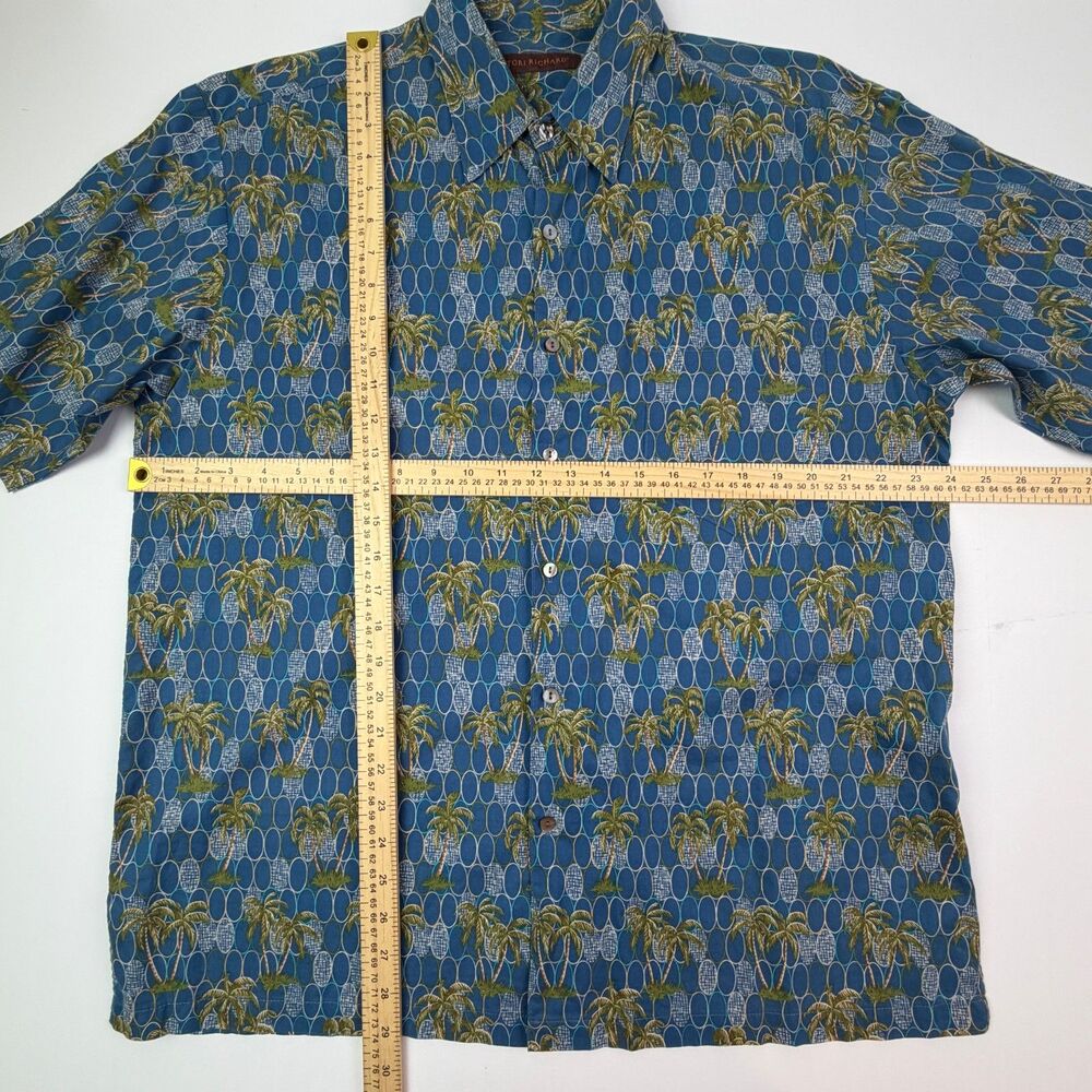 Tori Richard Blue Palm Tree Hawaiian Shirt Large - Picture 8 of 10